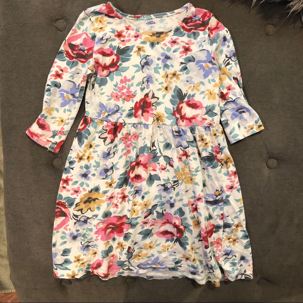 Old Navy Floral 3/4 Sleeve Girls Dress